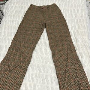 Brandy Melville John Galt Plaid Brown Trouser Wide Leg Pants OS